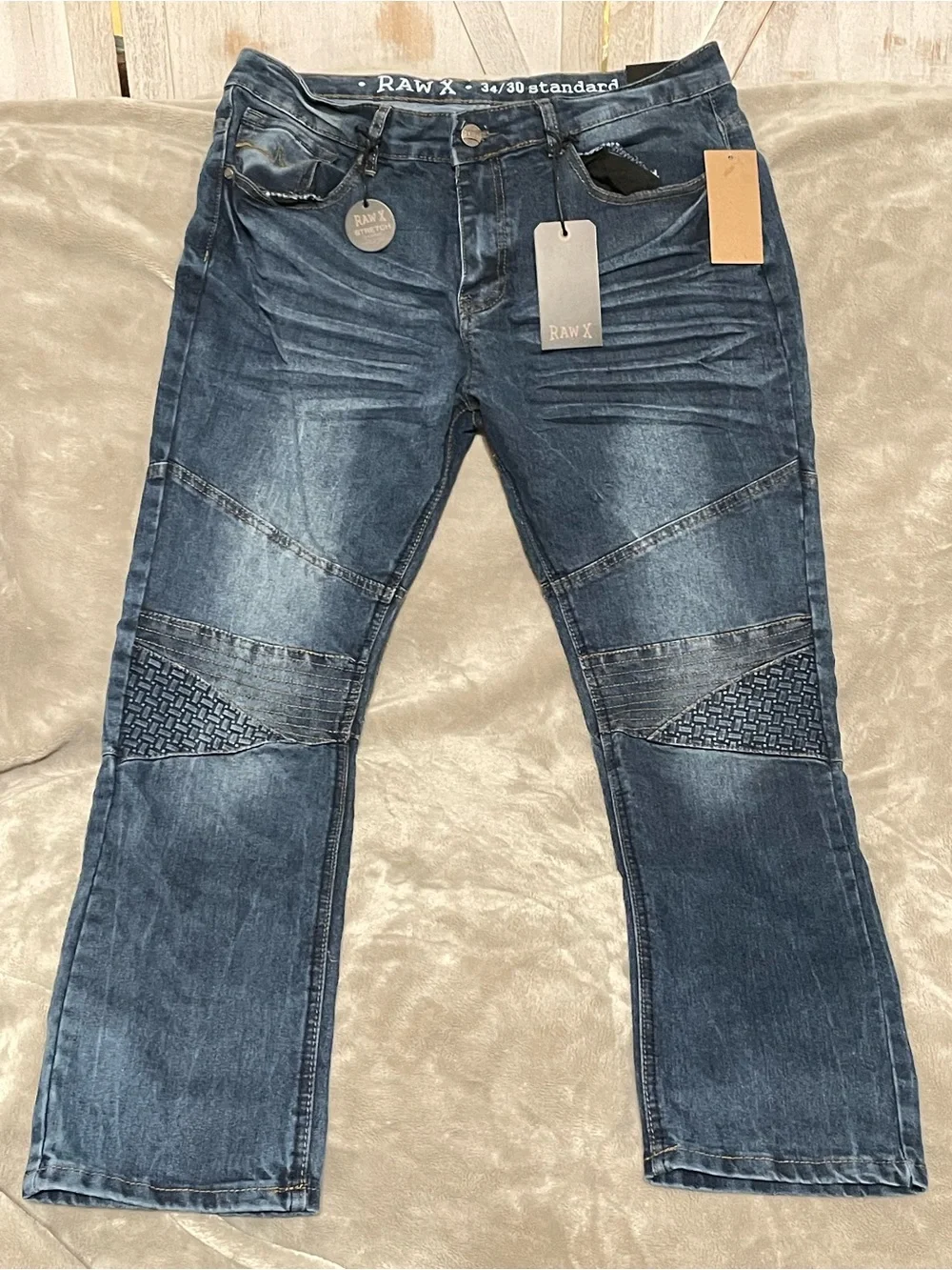 RAW X Men's Dark Indigo Bootcut Moto Jeans
